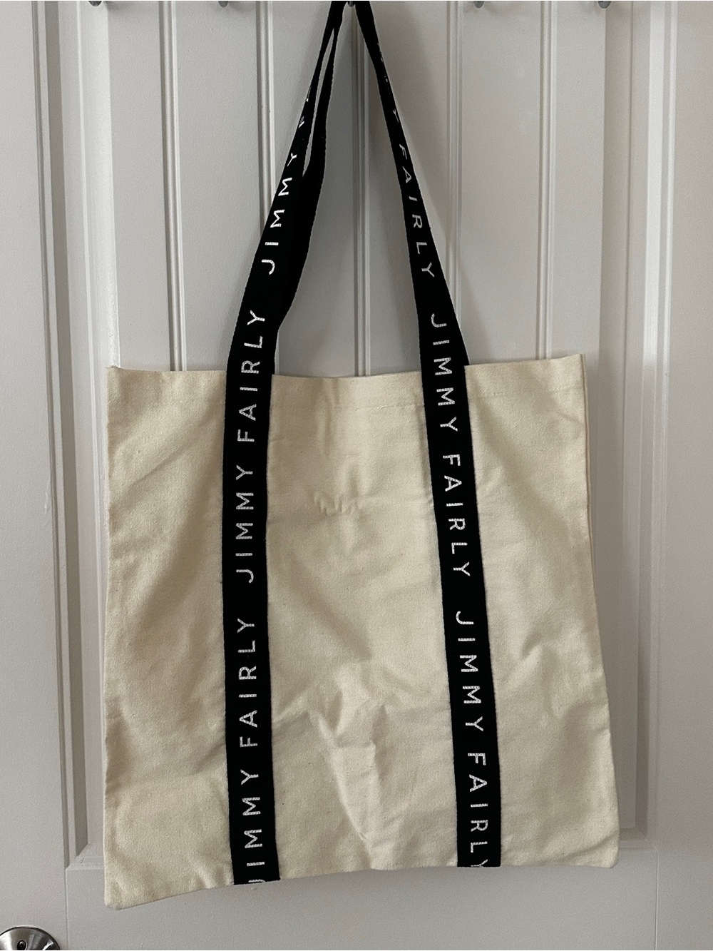 Jimmy Fairly Canvas Tote with Black Logo Straps